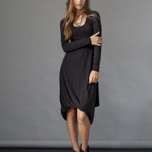 NWOT Nicole Bridger Goddess Long Black Jersey Dress with Knot Detail Size XS/S